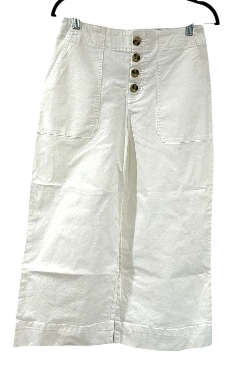 INC International Concepts SZ 2 Wide Crop Pants Button-Up Mod Mariner Size 4 NEW